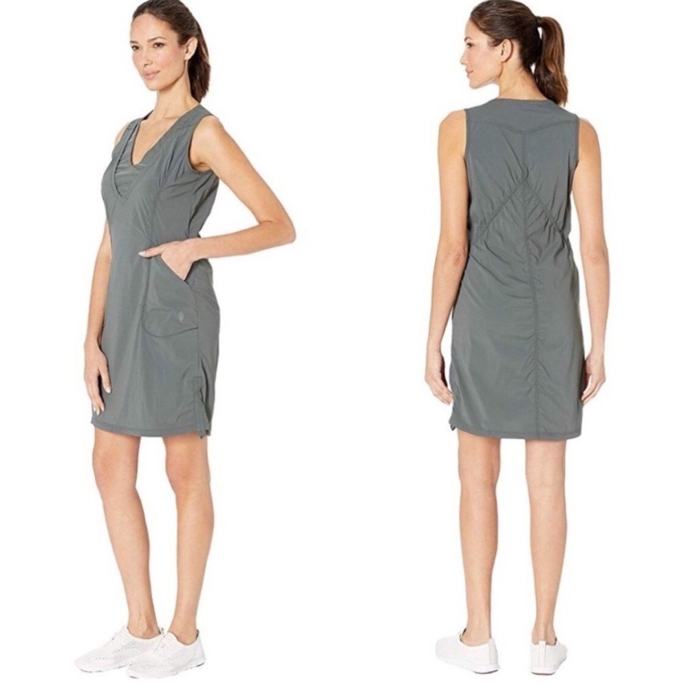 Indygena Liike III Outdoor Hiking Athletic V-Neck Dress XS W911D01‎ Green Gray